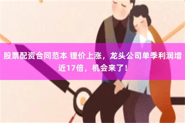 股票配资合同范本 锂价上涨，龙头公司单季利润增近17倍，机会来了！
